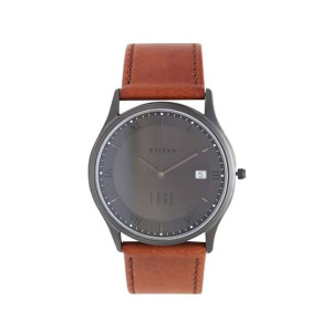 Titan Edge Analog Men's Leather Watch - Brown (1683QL01)