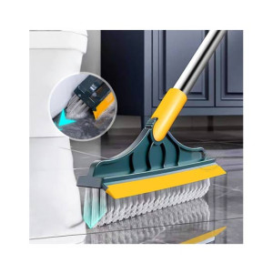 2-in-1 Floor Scrub Brush with Long Handle & Squeegee