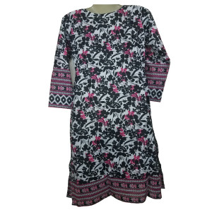Marfani Collection Embroided Lawn Kurti for Women Black (BLK-002)
