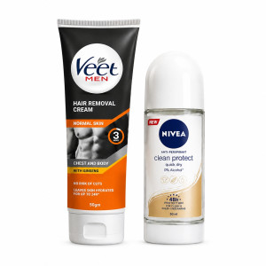Letsshop Mens Hair Removal Cream 50g and Anti Perspirant Roll On Grooming Combo