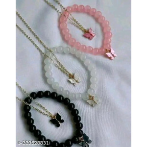 Zevora Premium Butterfly Necklace And 3 Bracelate