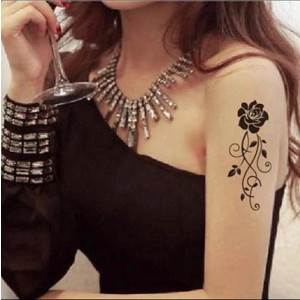 Ferozi Traders Black Roses Temporary Tattoo Sticker