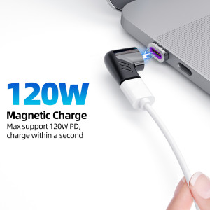 Fonken Magnetic Cable Adapter 120W USB Type-C Cable Converter Black