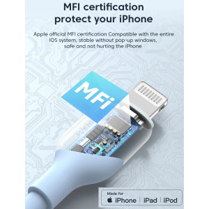 KUULAA 30W MFI Certified PD Type-C to Lightning Fast Charging Cable Black 1M