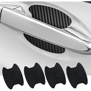 Ferozi Traders Car Door Fiber Handle Sticker Black Pack Of 4
