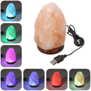 Dealbyu RGB USB Lamp Himalayan Pink Salt Crystals Lamp