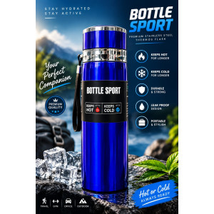 Premium Sport Stainless Steel Water Bottle 750ml - Blue