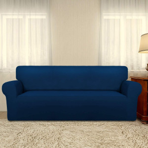 Rainbow Linen Jersey Sofa Cover 1 Seater Navy Blue
