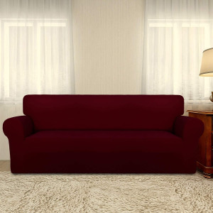 Rainbow Linen Jersey Sofa Cover 2 Seater Red