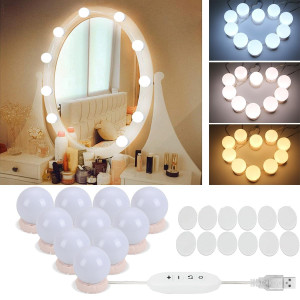 Led Vanity Mirror Lights with 10 Dimmable Bulbs 3 Color Modes