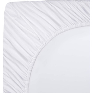 Rainbow Linen Jersey Fitted Bed Sheet Single Size White (RHP105)