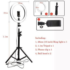 Rubian Store Ring Light With 7Feet Stand & Phone Holder (26cm RGB)