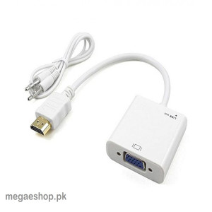 Muzamil Store Hdmi To Vga Converter With Sound - White