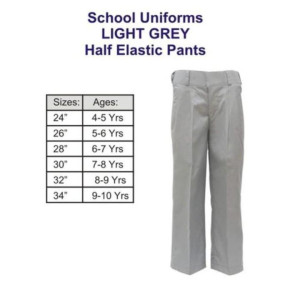 Muzamil Store 32 Inch Half Elastic Light Grey Pant for School Boys