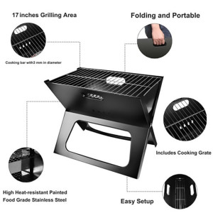 2Kan Folding BBQ Grill Black