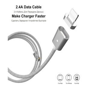 Wish Hub 2 In 1 Magnetic Charger Cable For iPhone Silver