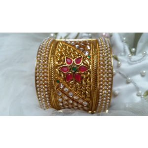Jewel Art Indian Kara Cuff Style With Lock