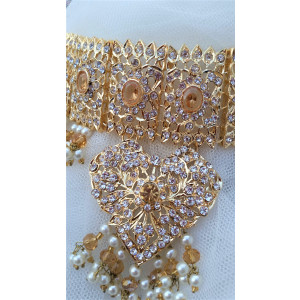 Jewel Art Indian Gold Plated Chocker Set With Tika