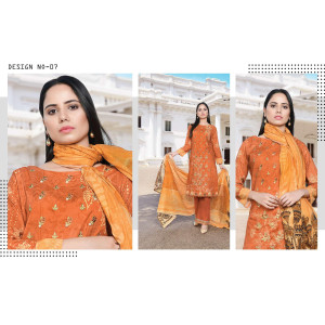 UK Fashion Neck Embroidered Lawn 3 Piece