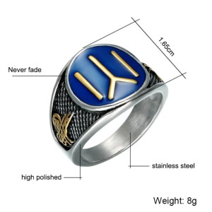 Scenic Accessories Eartugul Oriented Kayi Men Ring Blue