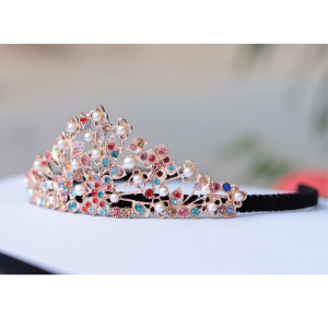 Wish Luxury Crystal Crown Headband For Girls Black (0030)