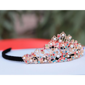 Wish Luxury Crystal Crown Headband For Girls Black (0030)