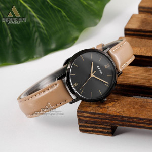 Casio Black Dial Leather Strap Watch For Women (LTP-VT02BL-1A)
