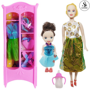 Alsimba 3 Pcs Dress Up Set Barbie Doll With Baby Doll & Feeder