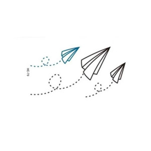 Muzamil Store Airplane Design Temporary Tattoo Sticker Black