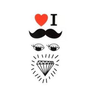 Muzamil Store I Love Mustache Temporary Tattoo Sticker Black