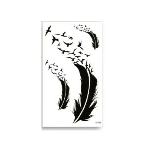 Muzamil Store Henna Bird Feather Waterproof Tattoo Sticker Black