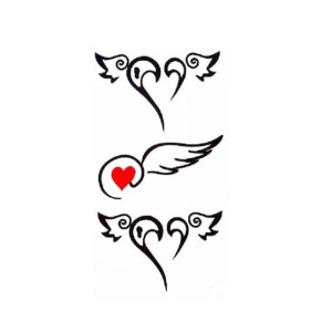 Muzamil Store Love Heart Shape Wings Temporary Tattoo Sticker
