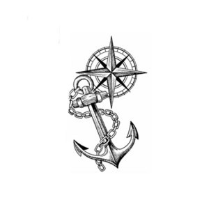 Muzamil Store Compass Anchor Temporary Tattoo Sticker