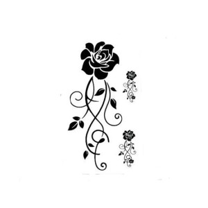 Muzamil Store Black Roses Temporary Tattoo Sticker Black