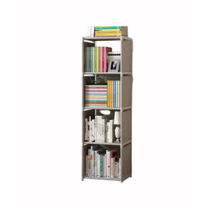 Muzamil Store Diy Bookshelf 4-Layer Cabinet 42x2 Floor Stand - Grey