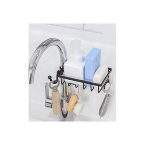 Muzamil Store Sink Caddy Metal Rust Free Sponge Dish - Black