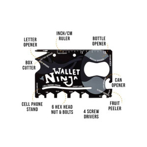 Muzmail Store 18 in 1 Wallet Ninja Multitool Card Sized - Black