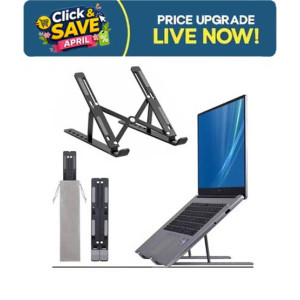 Muzamil Store Portable & Foldable Aluminium Laptop Stand - Black