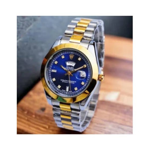 Ahsan's Luxury Day-Date Two-Tone Blue Dial Watch For Men