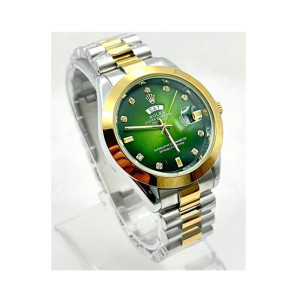 Ahsan's Luxury Day-Date Two-Tone Green Dial Watch For Men