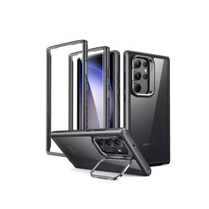 ESR Shock Armor Kickstand Case With 2 Screen Guard For Galaxy S23 Ultra Clear Black (AMT-6319)