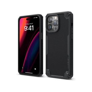 Elago Armor Carbon Fiber Texture Shockproof Case For iPhone 14 Pro Max Black (AMT-6371)