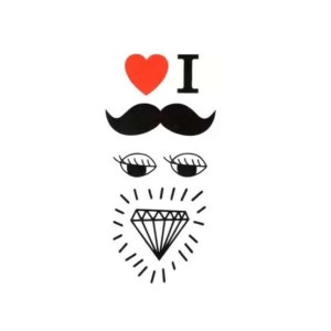 M.Mart I Love Mustache Temporary Body Tattoo
