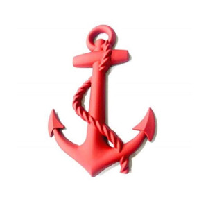 M.Mart Anchor Design Metal Logo 3D Car Sticker - Red