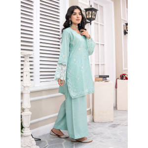 Ahlam Aqua Lace Jackard Embroidery Suit 2-Piece