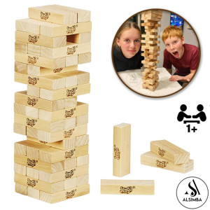 Alsimba Wooden Jenga Tower Game for Family and Kids Fun (AS-0068)