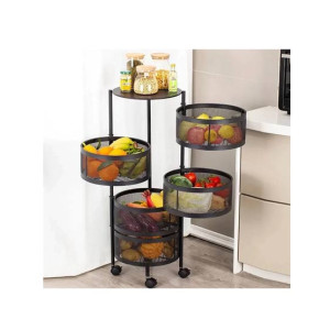 Easy Shop Layer Rolling Kitchen Trolley Basket