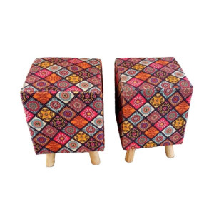 The AZY Wooden Square Ottoman Chair - 1Pc