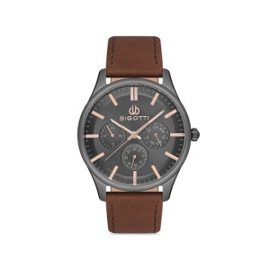 Bigotti Milano Leather Men's Watch Brown (BG.1.10102-4)