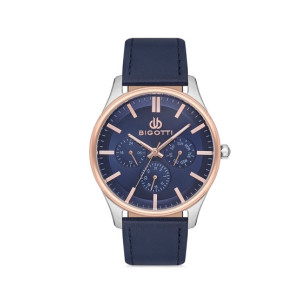 Bigotti Milano Leather Men's Watch Blue (BG.1.10102-5)